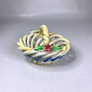 Bonack-Ceramic Floral Basket Spain Spaghetti Hand Painted Pottery Cottage Core